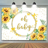 Funkeln Blumen Oh Baby Mit Gelb Schmetterling Hintergrund